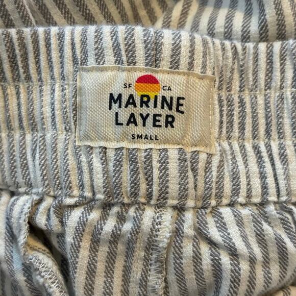 Marine Layer Size S Elle Relaxed Crop Pants Ankle Cream Shadow Stripe Pockets - Picture 5 of 6